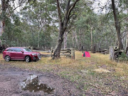 
        Campsite in some horse stableyards at the start of the track to Mt Tambortitha
      